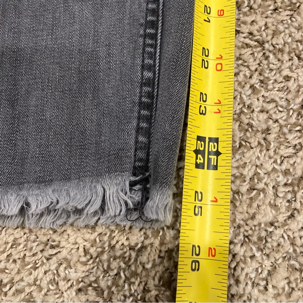 Y2K Express Faded Black Frayed Hem Mom Jeans Size 0 Super High Rise - Picture 11 of 15